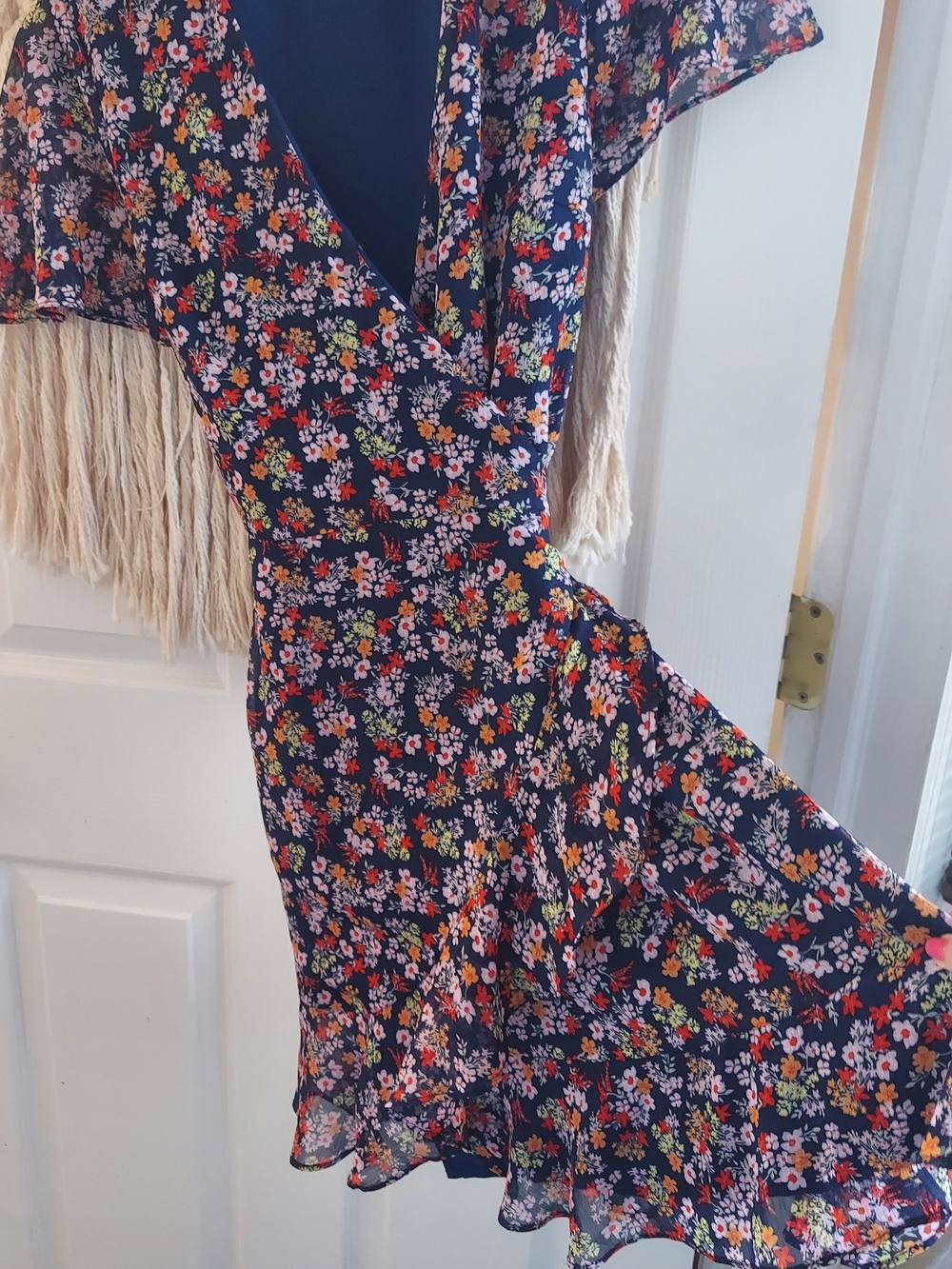 Banana Republic Navy Floral Mini Wrap Dress